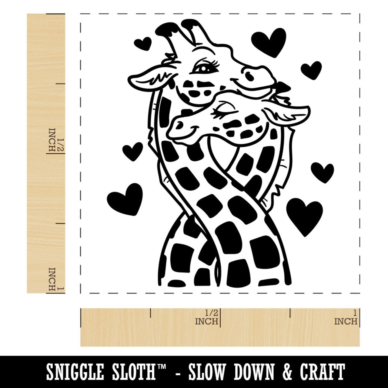 Giraffes in Love Necks Intertwined Anniversary Valentine&#x27;s Day Self-Inking Rubber Stamp Ink Stamper